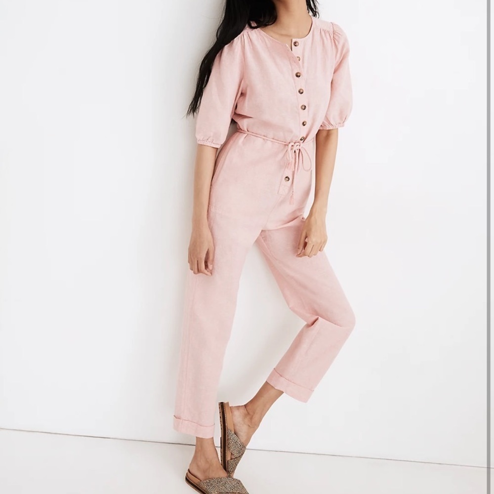 Madewell LinenBlend PuffSleeve Jumpsuit AO339